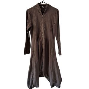 XCVI Dark Grey Heavyweight Full Zip Stretchy Asymmetrical Midi Jacket Dress S